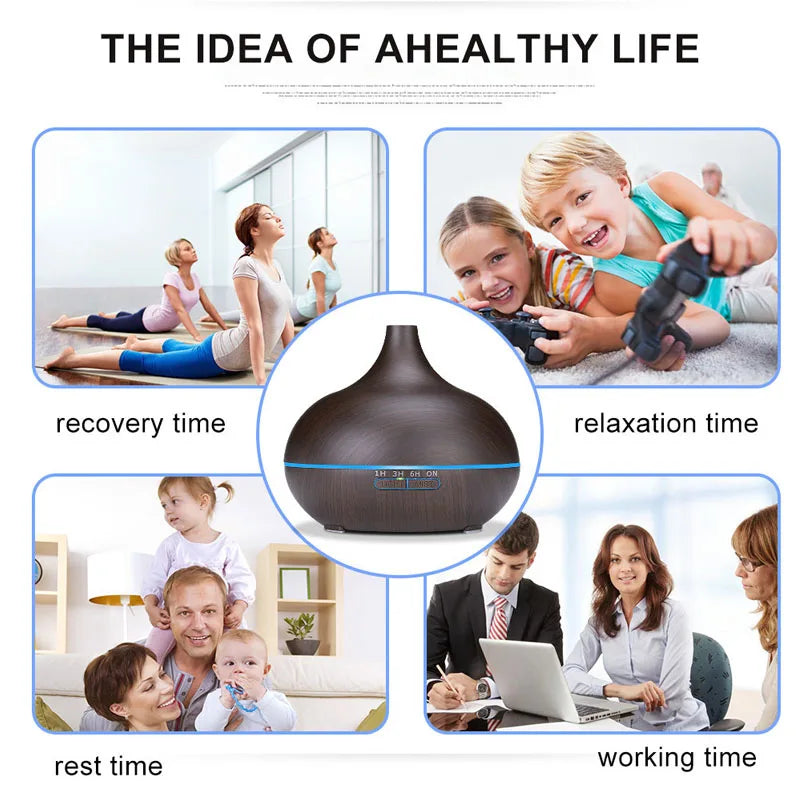 Essential Oil Aromatherapy Diffuser with Remote Control LED Ultrasonic Cool Mist Scent Humidifier Vaporizer for Room Office Home