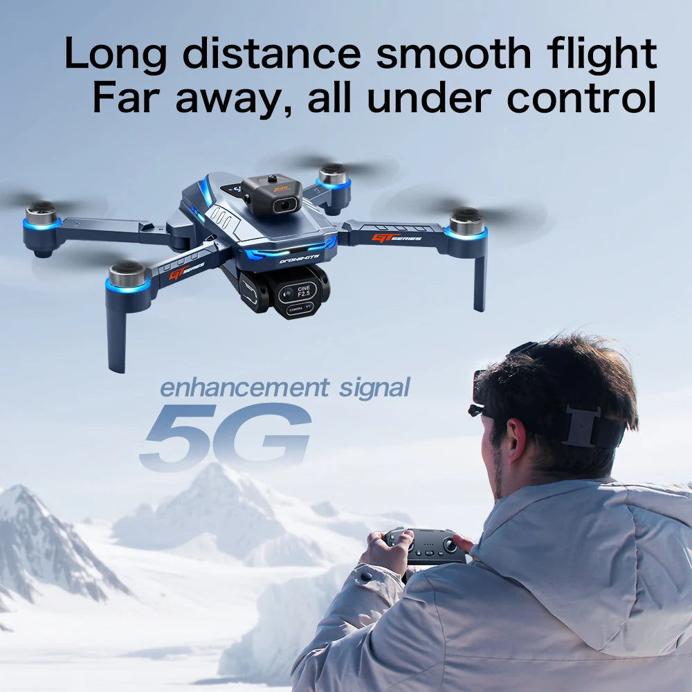 NEW GT8 Drone Obstacle Avoidance Belt 4.3-inch Screen Brushless 2.4G Optical Flow 8K HD Dual Camera Foldable Quadcopter Aircraft