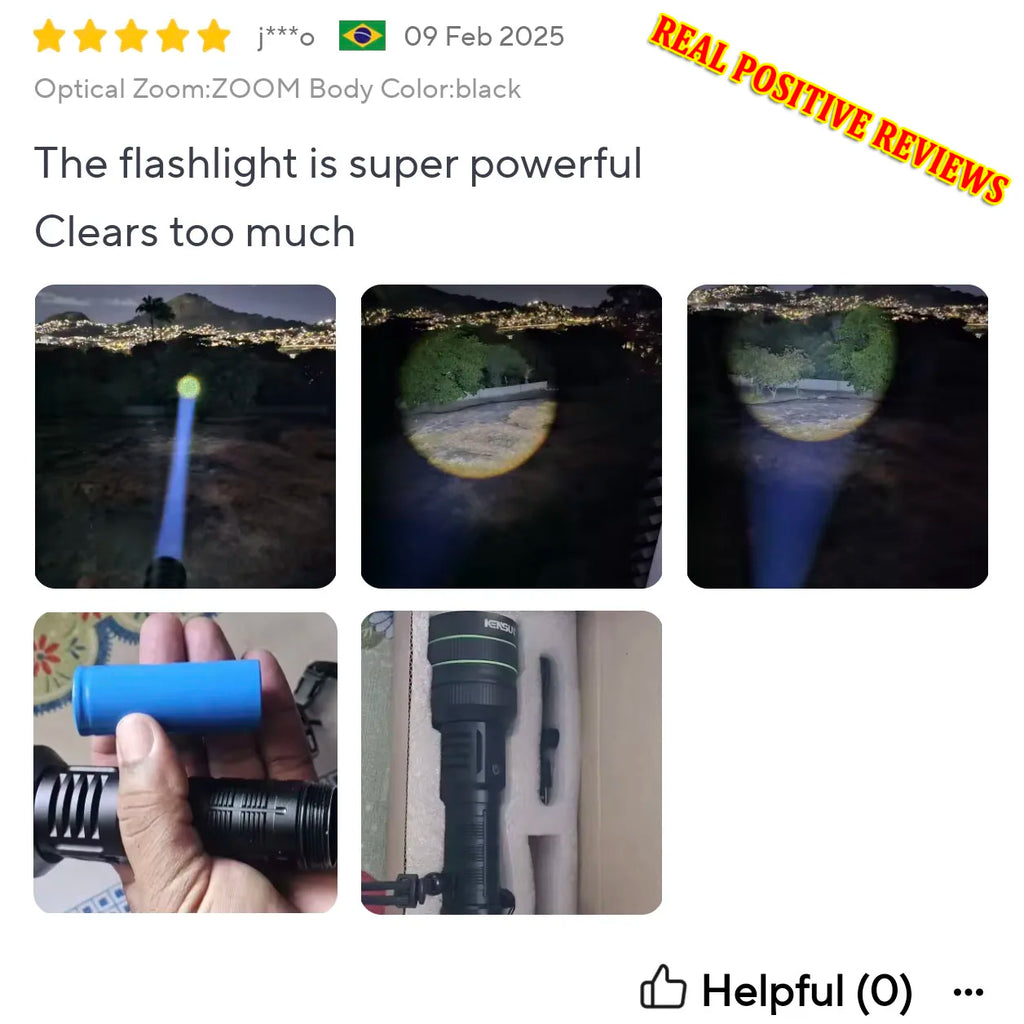 Most Powerful Long Shot LED Flashlight Zoomable Camping Torch Built-in 26650 Battery High Power Tactical Lantern for Outdoors
