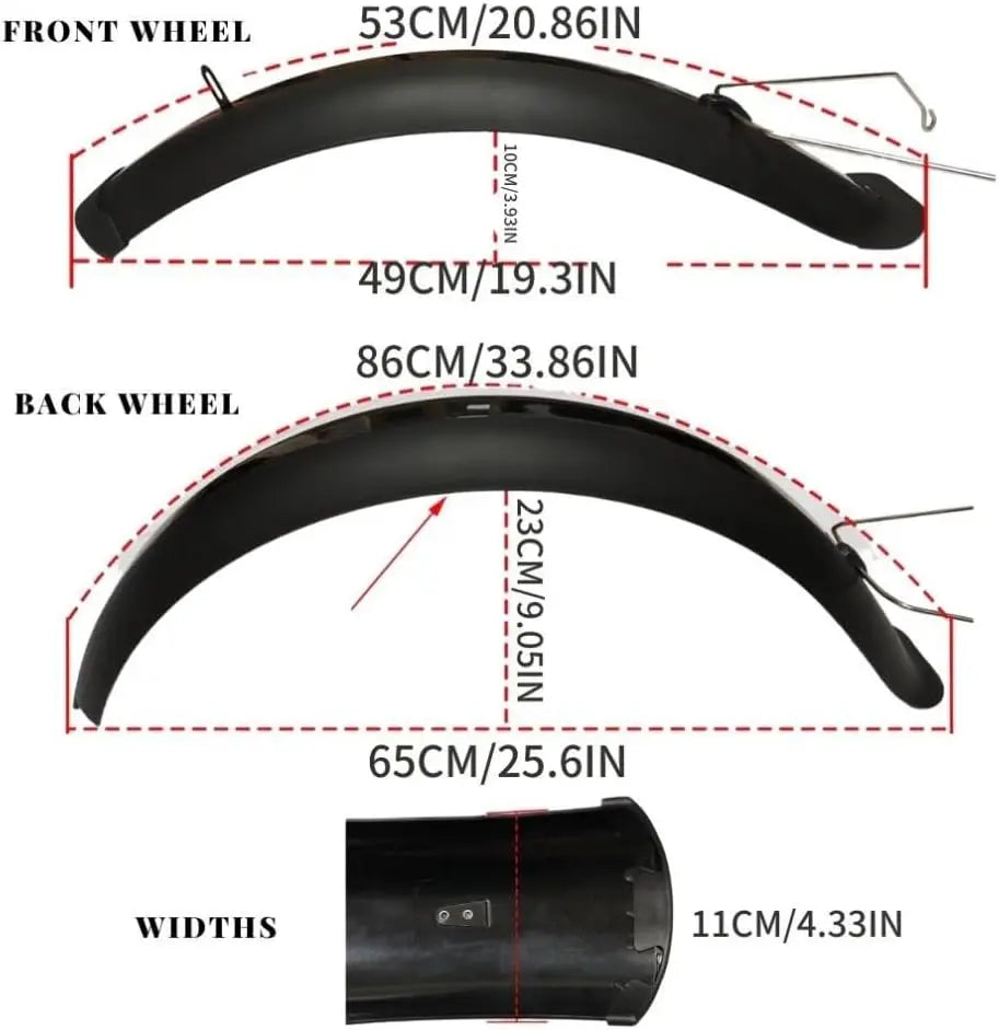 Fat Tire Mountain Bike Mudguard Snow Bicycle Full Coverage Front and Rear Fender Set for Fat Tire Bike E-Bike (20/26x4.0 INCH)