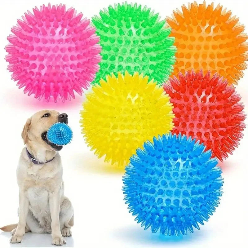Pet Dog Toys Dog Squeaky Ball Toy Pet Dental Chewing Tooth Cleaning TPR Sounding Ball Dog Thorn Interactive Burr Balls Supplies