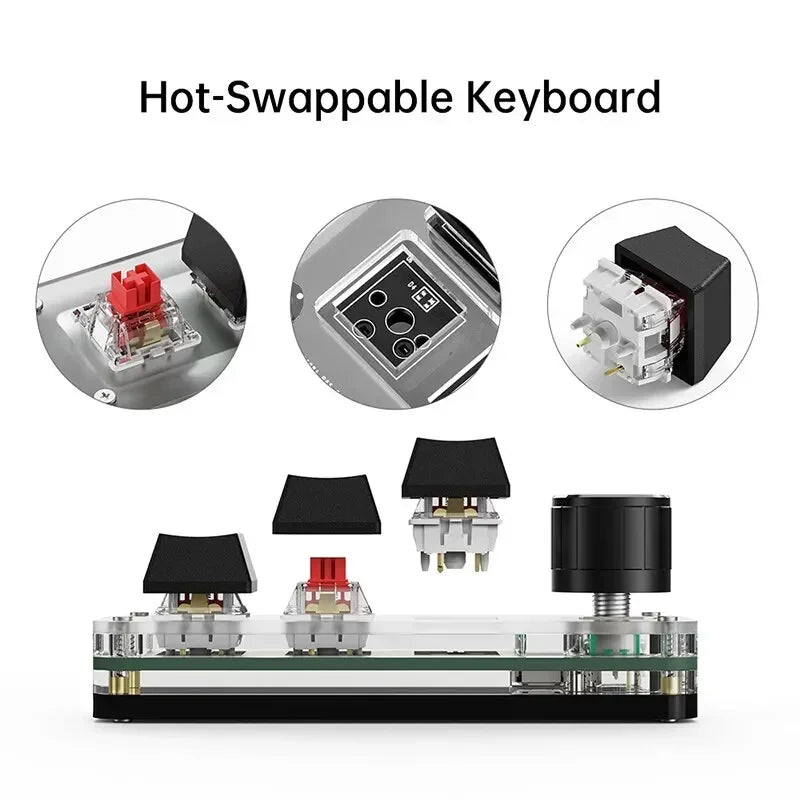Mini Macro Mechanical Keyboard with 3 Keys 1 Knob USB RGB Gaming Custom Programming Switch Portable Keypad for PC Game Photoshop