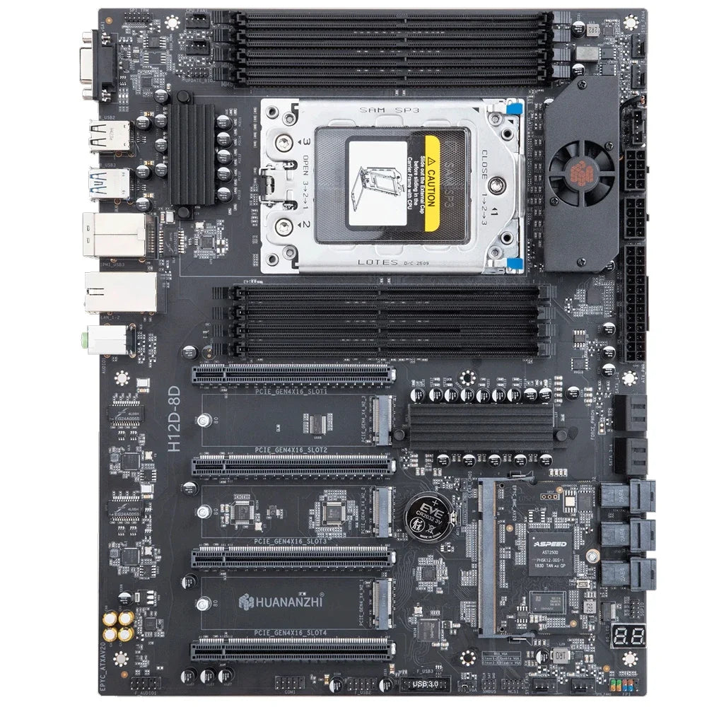 HUANANZHI H12D-8D Motherboard Set EPYC Server Kit with IPMI AMD EPYC 7002 7003 Series CPU 8 Channel Memory Dual 2.5G Network
