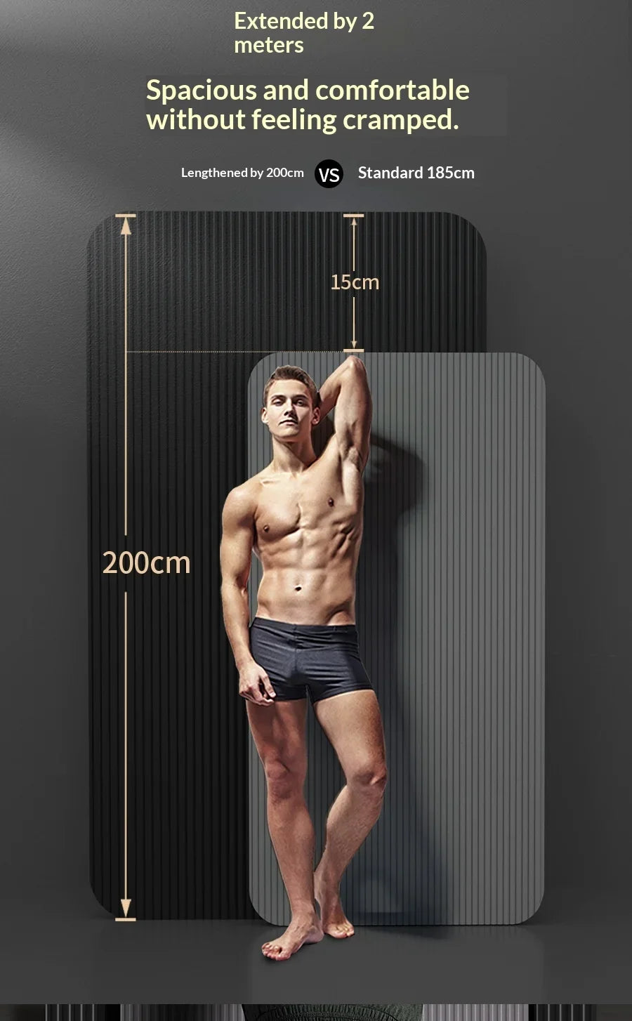 10MM Non Slip Extra Thick Yoga Mat High Density Fitness Exercise Mat Home Workout Pilates Beginner Men Women Eco Friendly Black