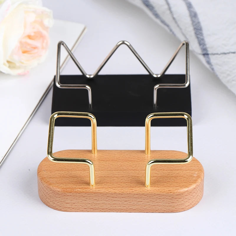 Desktop Business Card Holder, Solid Wood Display Stand for Office
