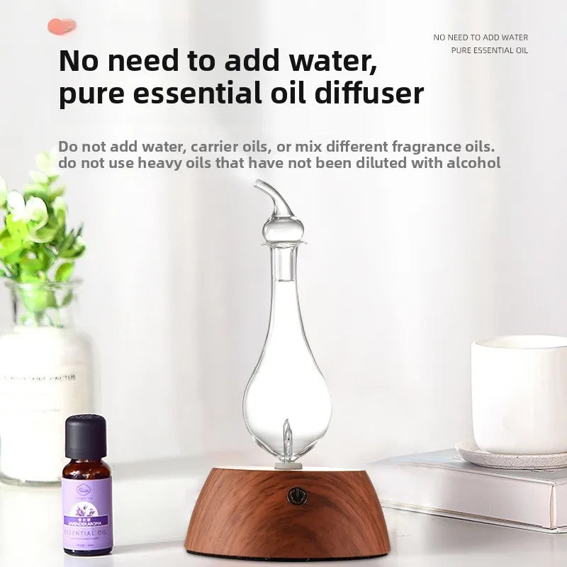 50ML Waterless Essential Oil Pure Diffuser Mini Nebulizer Aromatherapy Wood Glass Household Aroma Diffusers Colorful Night Light