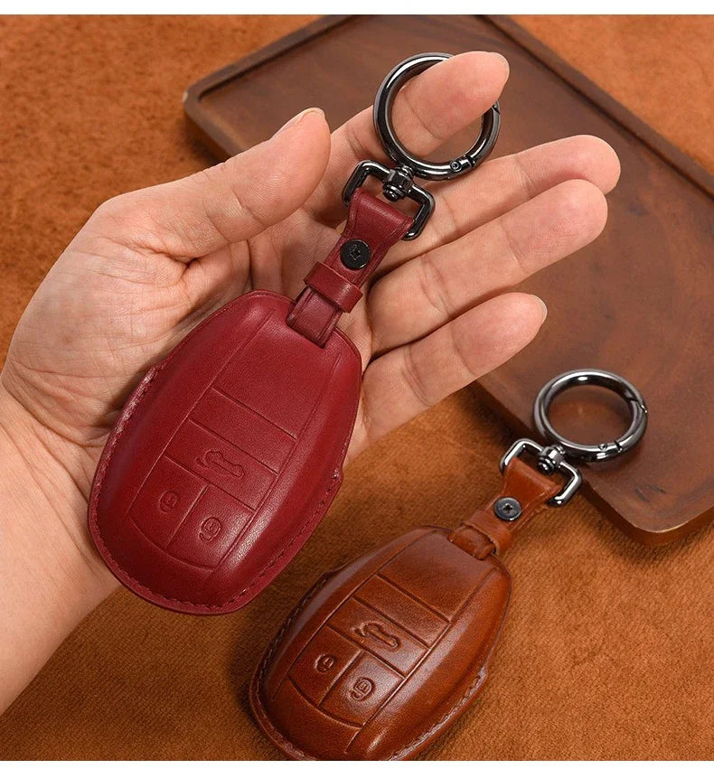 Handmade Leather Key Fob for Bentley Bentayga Continental Flying Spur Mulsanne PHEV Continental GT Cover Case Car Accessories