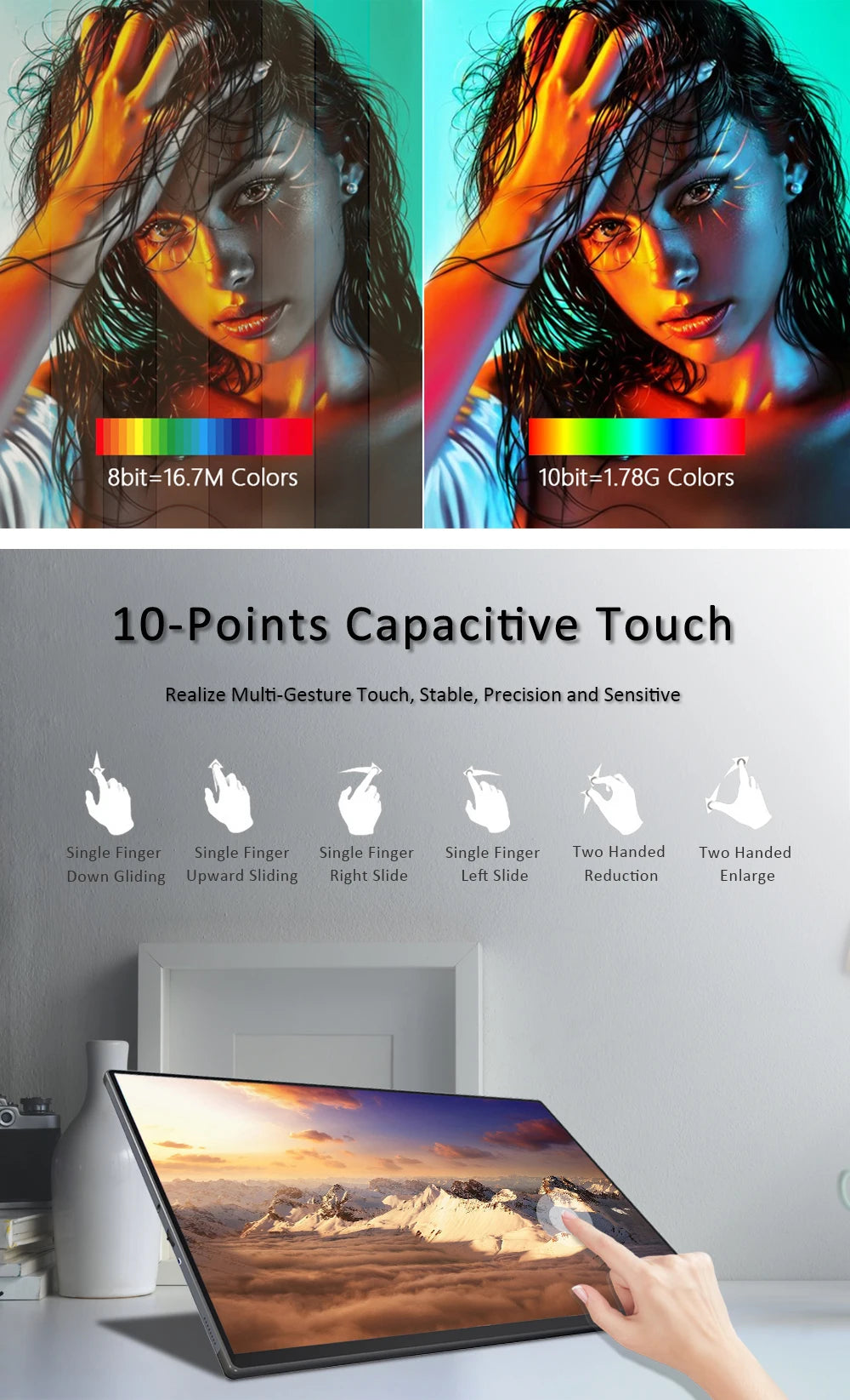 SIBOLAN 15.6" 4K OLED Portable Monitor UHD Matte Metal External Screen with 100% sRGB USB C HDMI for Phone,Laptop,Mini PC,PS4/5