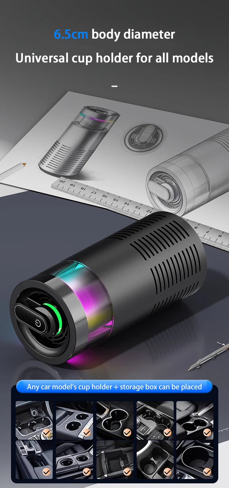 2026 New Car Air Purifier, A Negative Ion Ambient Light Car Air Purifier For Removing Formaldehyde And Odors Inside The Car