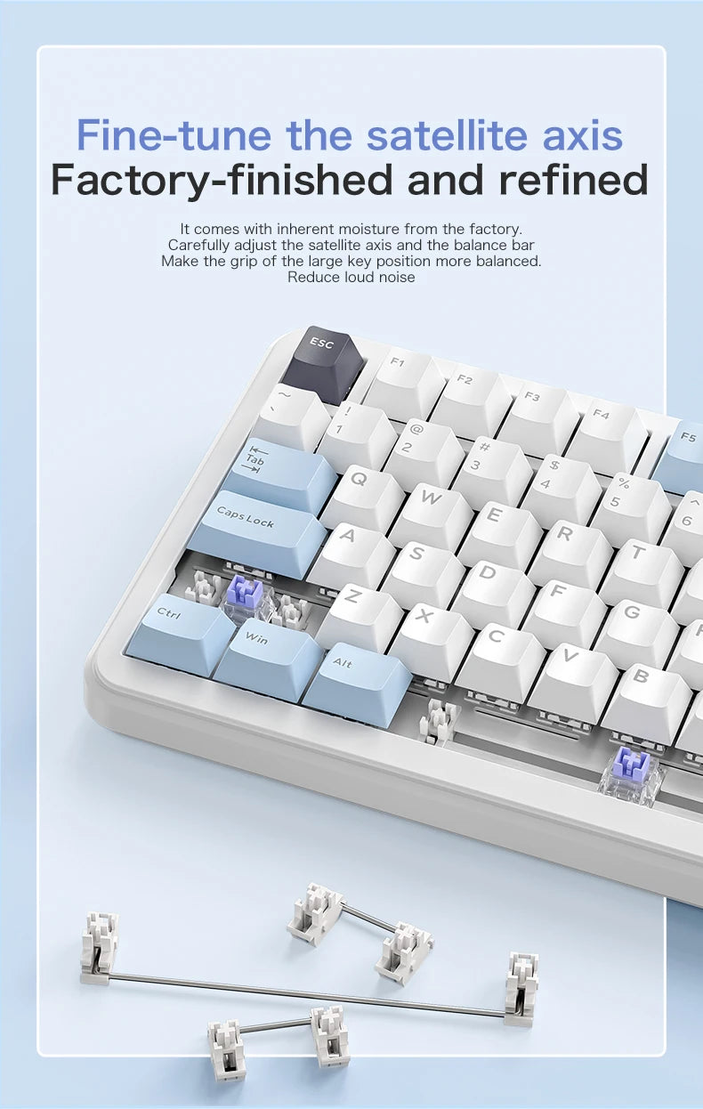 F75 Gaming Mechanical Keyboard, 2.4G Wireless/Bluetooth/Wired ,RGB Customized, Gasket Structure,Windows/Macos/Linux