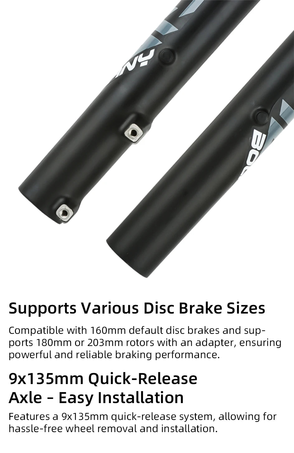 BOLANY Bicycle Snow Front Fork 20 inch 26 inch 4.0 Tire MTB Bike Fork 110mm Travel Double Shoulder Air Supension for E-Bike