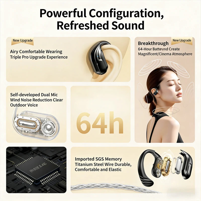 2026New Gaming Earphones Bluetooth 5.3 Sport Headset Dual Mode HD Call Noise Reduction Earbuds with Mic Music Earphones