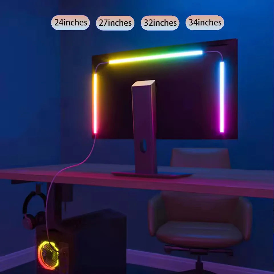 24-34inch Monitor LED RGBIC Gaming Neon Backlight Sync with App USB Powered 5V LED Light for PC Sync Music Lighting for Computer