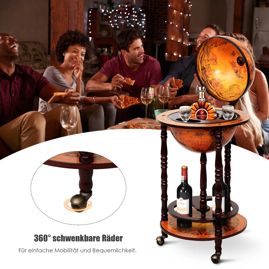 Globe Bar Bar Barcart Globe Bar Home Bar Minibar Mini Bar Wine Rack with Rolls Brown