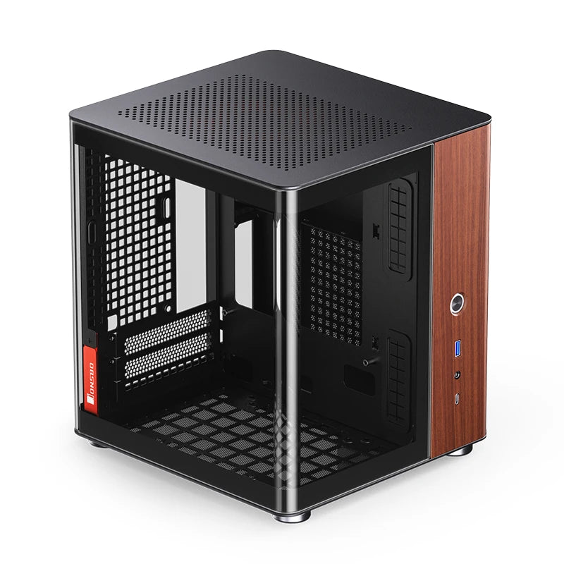 Jonsbo TK-0 ITX Sea View Room Case Separated Cabinet Dual-Curved Glass Aluminum Solid Walnut Wood Compact Desktop Chassis