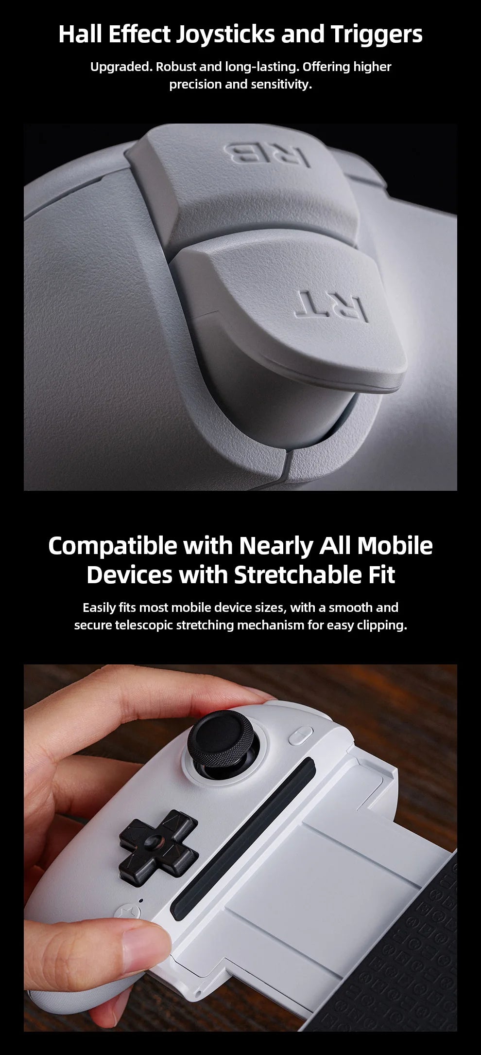 8BitDo Ultimate Bluetooth Mobile Game Controller，Gamepad with Hall Effect Joysticks Triggers for Android Smartphones and Tablets