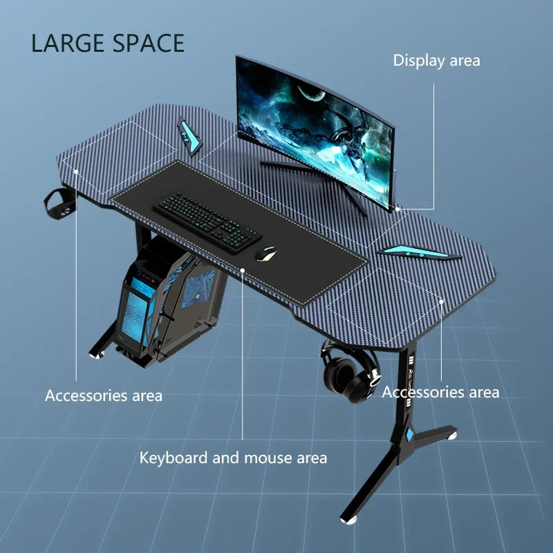 Factory wholesale carbon fiber desktop gaming desk custom black white racing gaming table design PC computer desk for E-sports