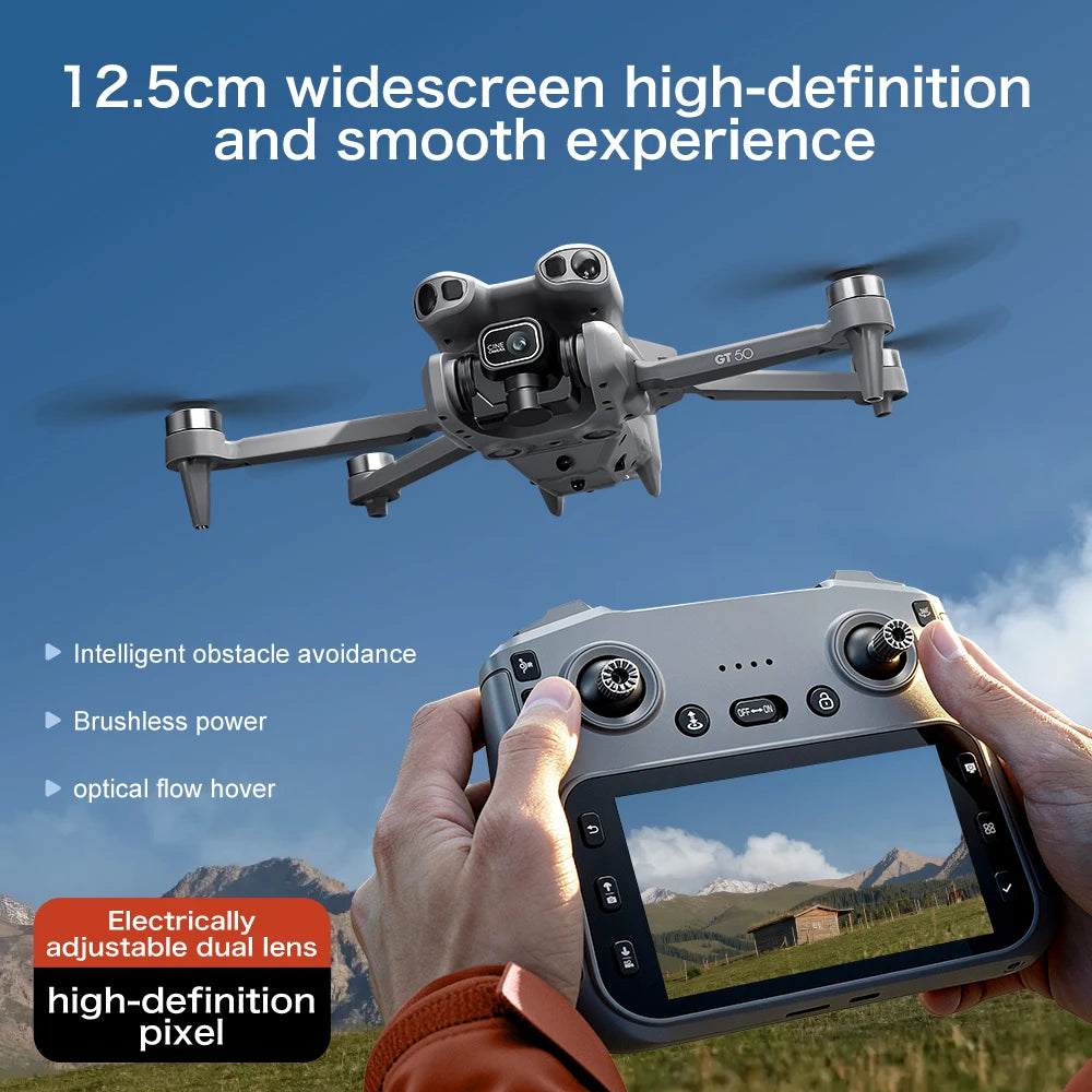 New Drone With 4K Dual Cameras 4.3-inch Screen Brushless Drone WiFi Professional Aerial Photography Mini Drones RC Quadcopter