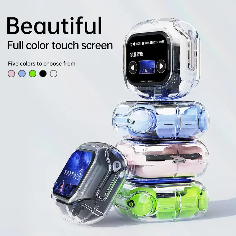 True Wireless Bluetooth Earbuds 5.4 Earphones ANC Noise Reduction Stereo Bass HD Mic Gamer Headset with LED Touch Screen Control