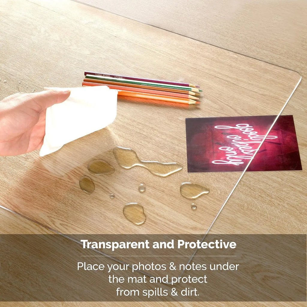 Clear Desk Mat for Keyboard and Mouse, Large Mouse Pad , Desk Protector Mat with Round Edge for Office and Home Desktop