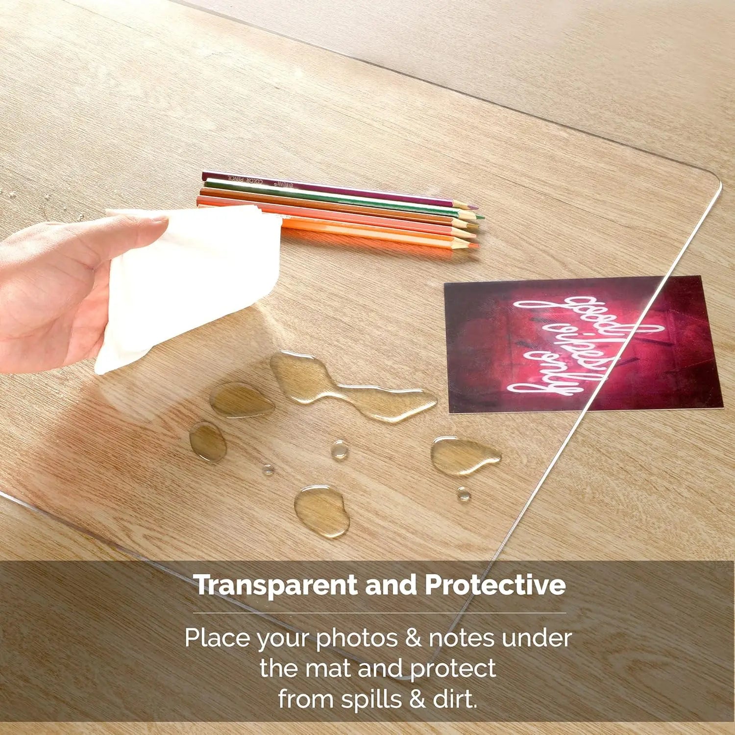 Clear Desk Mat for Keyboard and Mouse, Large Mouse Pad , Desk Protector Mat with Round Edge for Office and Home Desktop