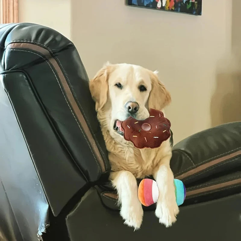 7-piece set of puppy sound toys loose plush pet chewing plush fruit snacks and vegetable puppy toys suitable for cute playm