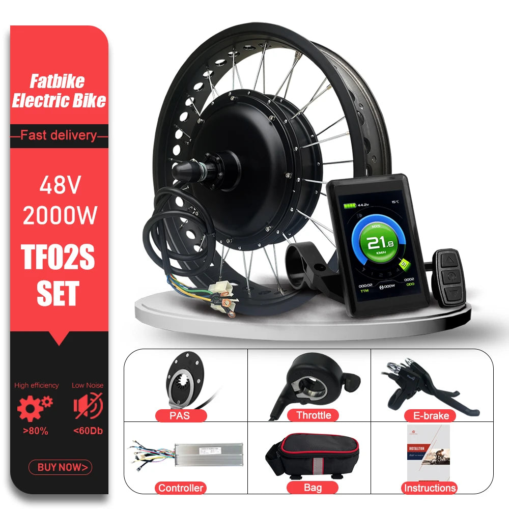 48V 2000W Electric Fat Bike Kit 20 24 26inch 4.0Tyre Brushless Non-gear Rear Hub Motor Wheel  Dropout 190mm For Snow eBike kit