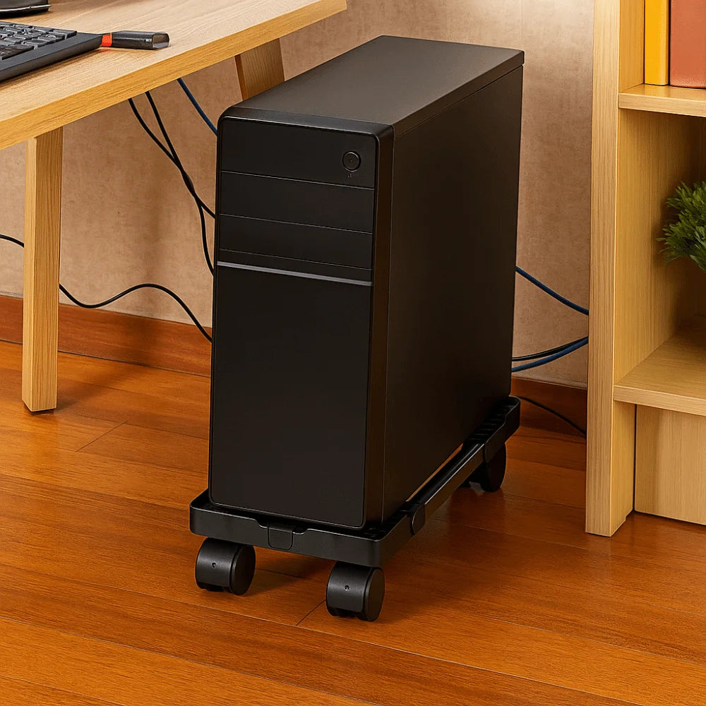 Desktop Stand Adjustable Mobile CPU Stand Scalable Stable CPU Stand with Universal Wheels Computer Mainframe Rack Office
