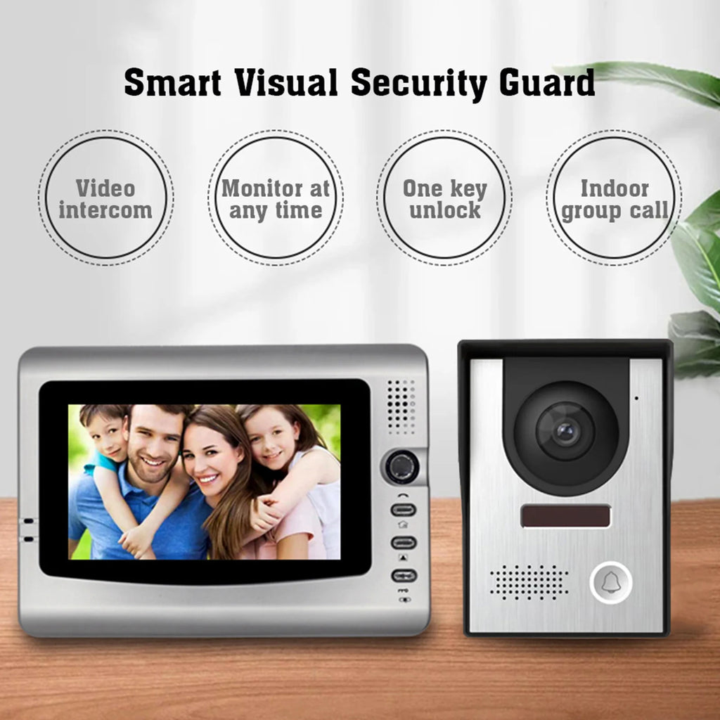 7”Smart Video Wired Video Door Phone System Visual Intercom Doorbell Indoor Monitor and Outdoor Camera support Unlock Infrared