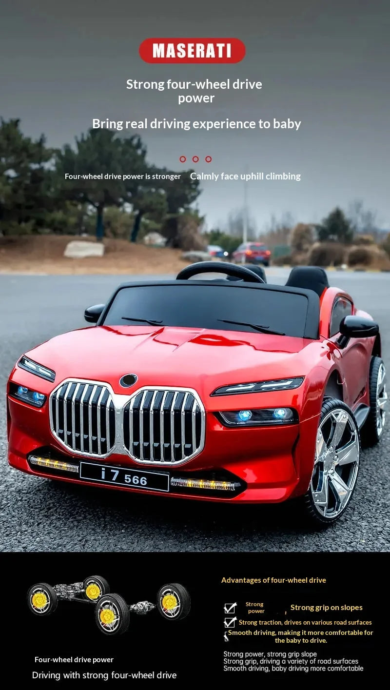12V Big Battery 4 Drive Load 50KG New Children's Electric Vehicle Remote Control Charging Baby Toy Car Seatable Carriage
