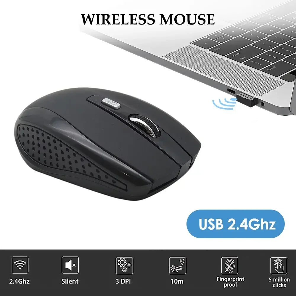 2.4G wireless mouse, portable battery-powered office mouse, supports adjustable DPI, suitable for laptops