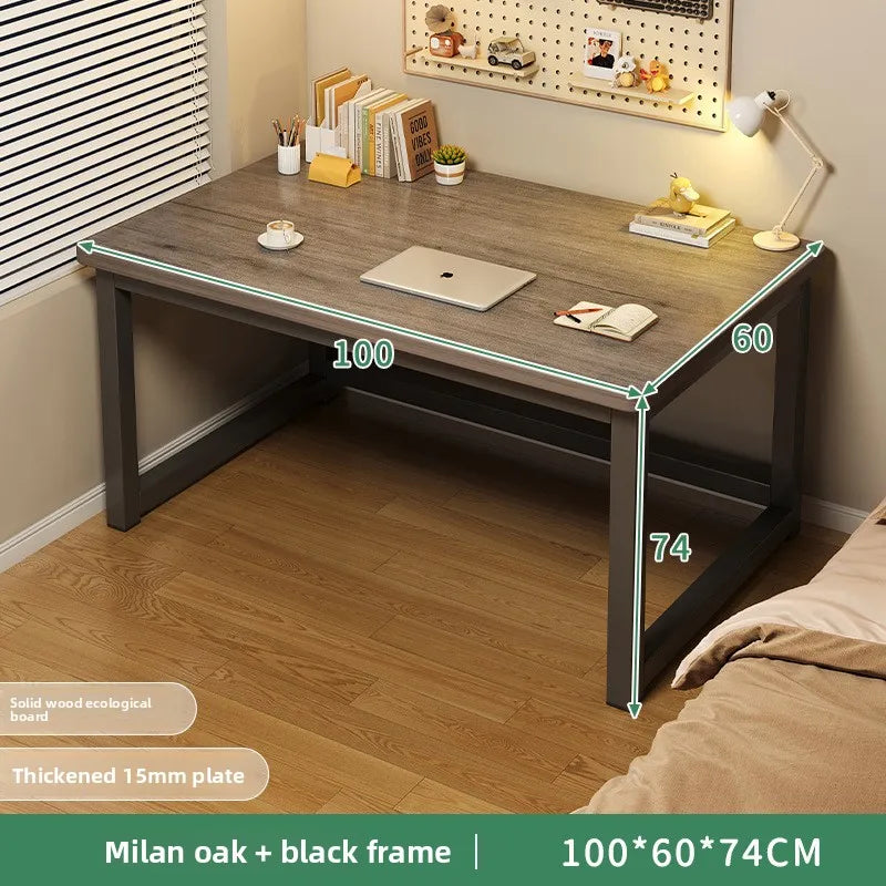 80/100/120/140/160cm Office Desk 15mm Wood Desktop Computer Table with Steel Frame Study Writing Desk for Home Office Workspace