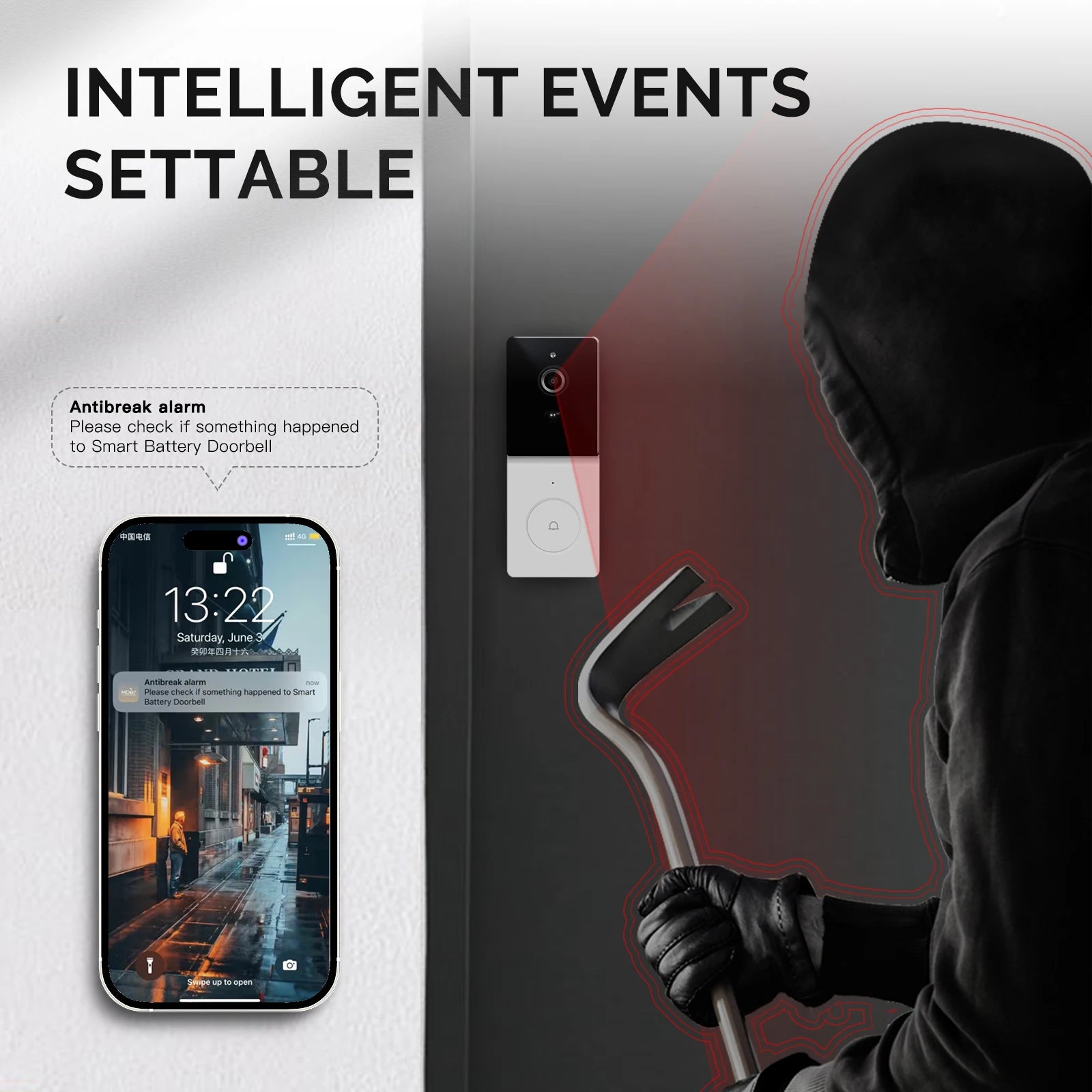 MOES Tuya Smart WiFi Video Doorbell Camera with 2-Way Audio Intercom, Night Vision & Wireless Door product  Home Security