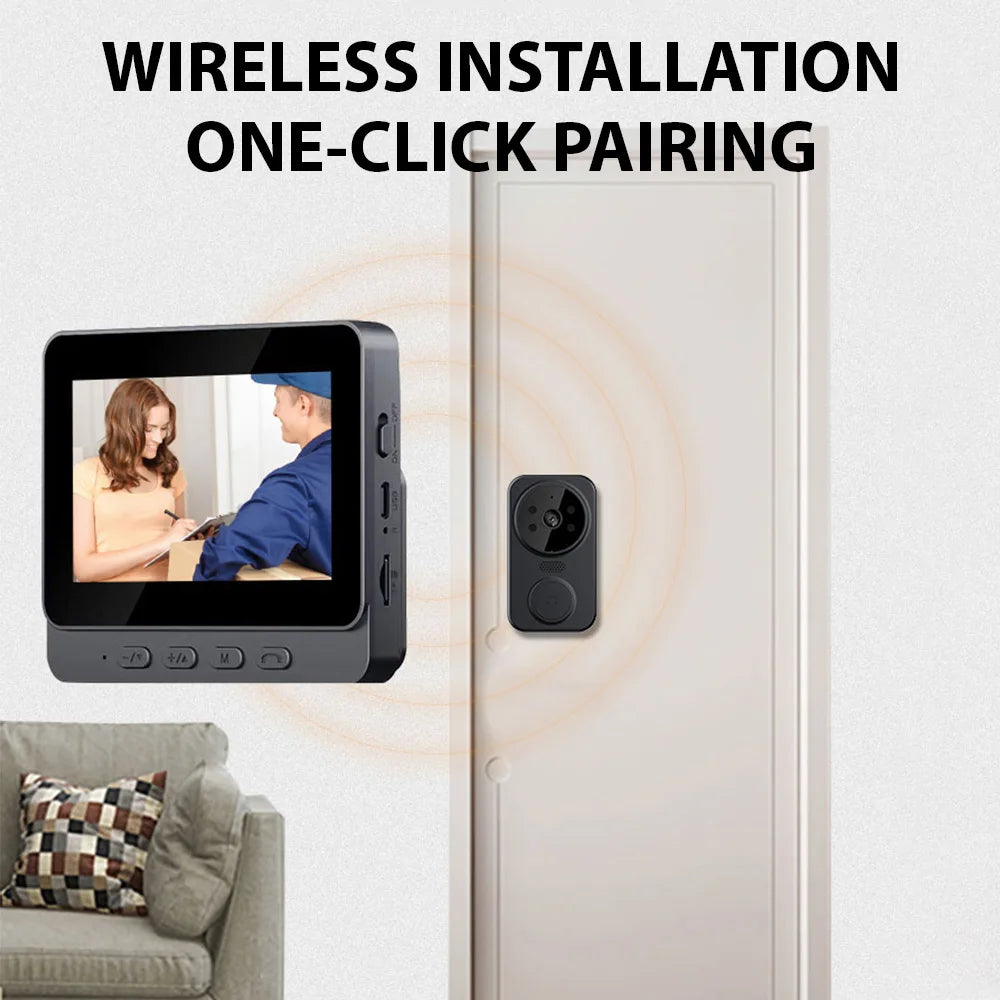 4.3 Inch IPS Screen Doorbell 2.4G Wireless Visual Intercom Doorbell Wireless Smart Video Monitoring Intelligent Doorbell Two-Way