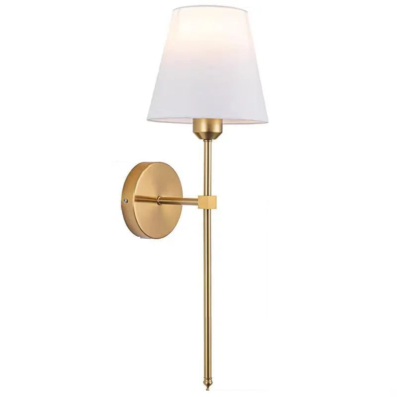 American Industrial Style Wall Lamp Fabric Lampshade Bedroom Bedside Sconces Retro Bathroom Night Light Fixture Home Decoration