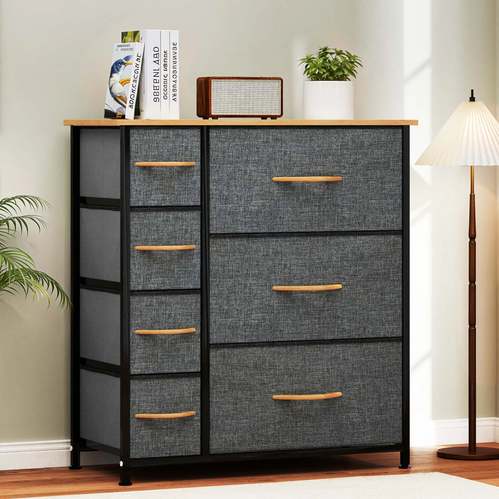 YITAHOME 7-Drawer Fabric Dresser - Steel Frame & Wood Top w/Easy-Pull Bins, Storage Organizer for Bedroom, Living Room, Closet