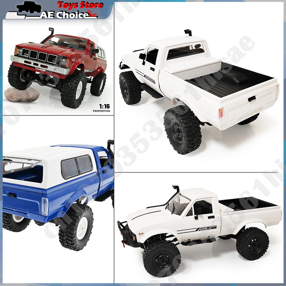 WPL C24 Full Scale RC Car 2.4G 4WD Rock Crawler Electric Buggy Climbing Truck LED Light On-road 1/16 For Kids Gifts Toys