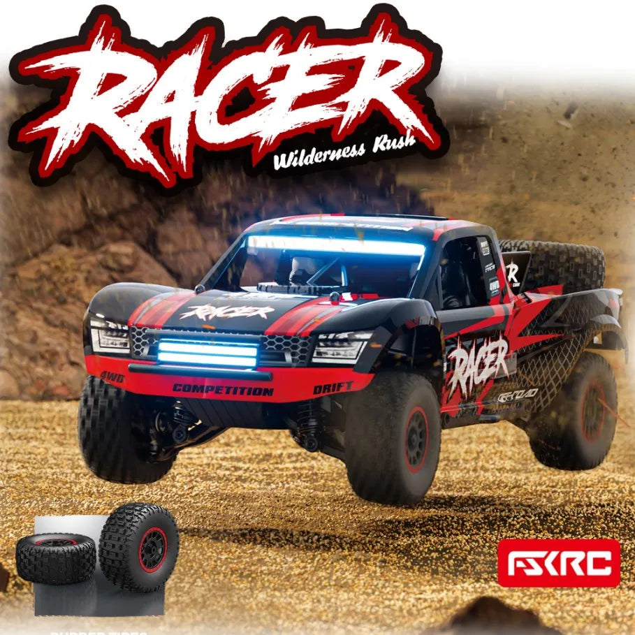 Hb-Rd1201-1204 1:12 Scale 4WD High-Speed Remote Control Car with LED Light 2.4GHz Frequency 45km/h RC Short Truck Toy Model