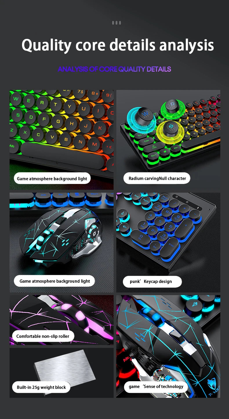 Mechanical hand feel electronic sports game business office wireless USB light keyboard set