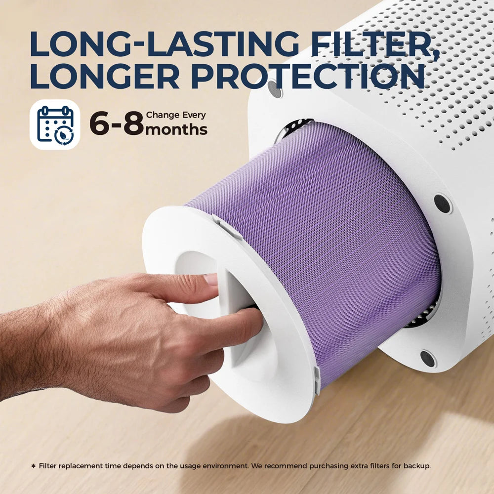 2-in-1 Air Purifier with Humidifier Combo for Home Allergies and Pets Hair, Smokers in Bedroom, H13 True HEPA Filter