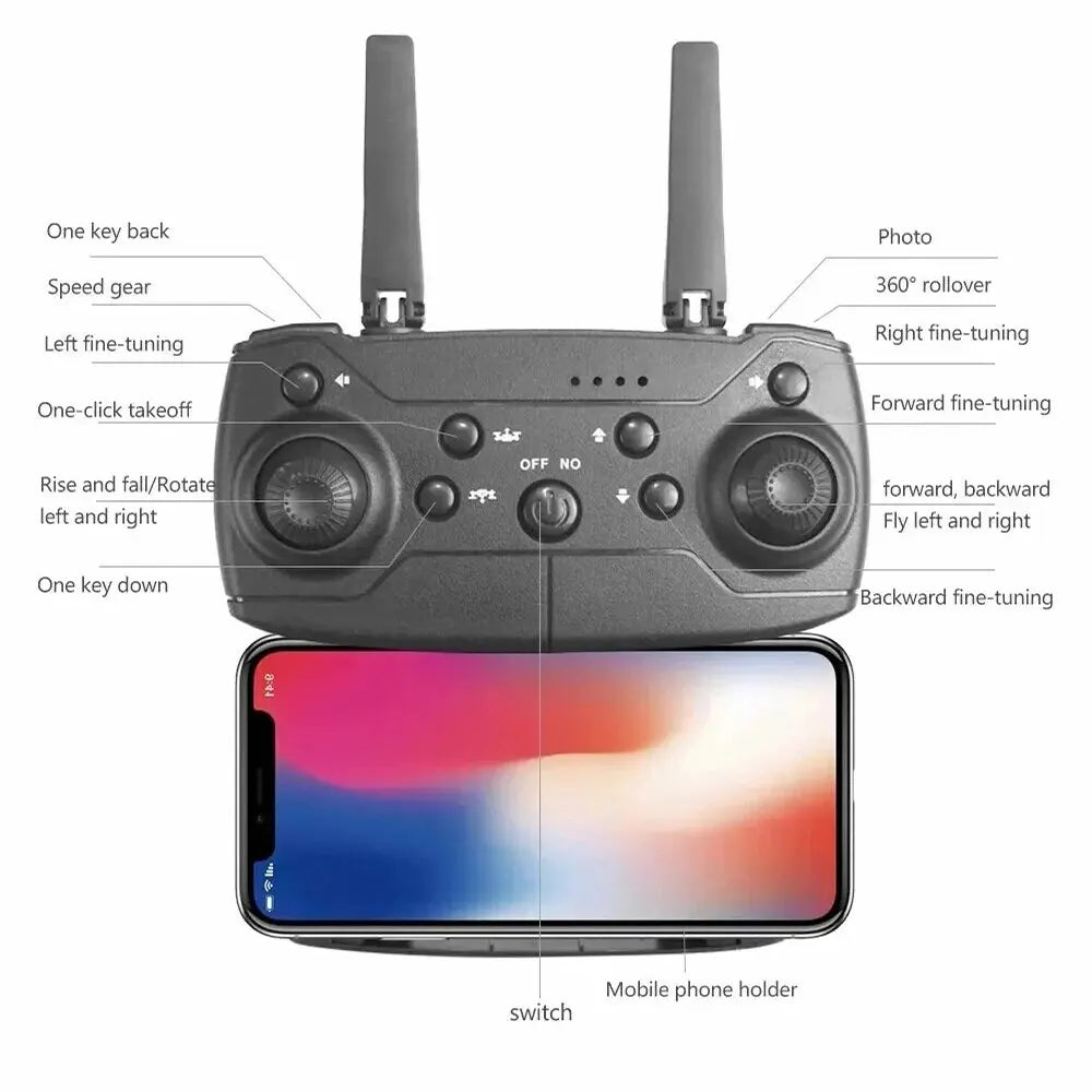 Hot-Selling E88 Smart Drone, One-Click Takeoff, Dual Camera with Stunts, Perfect for Beginners- Ideal Birthday and Holiday Gift