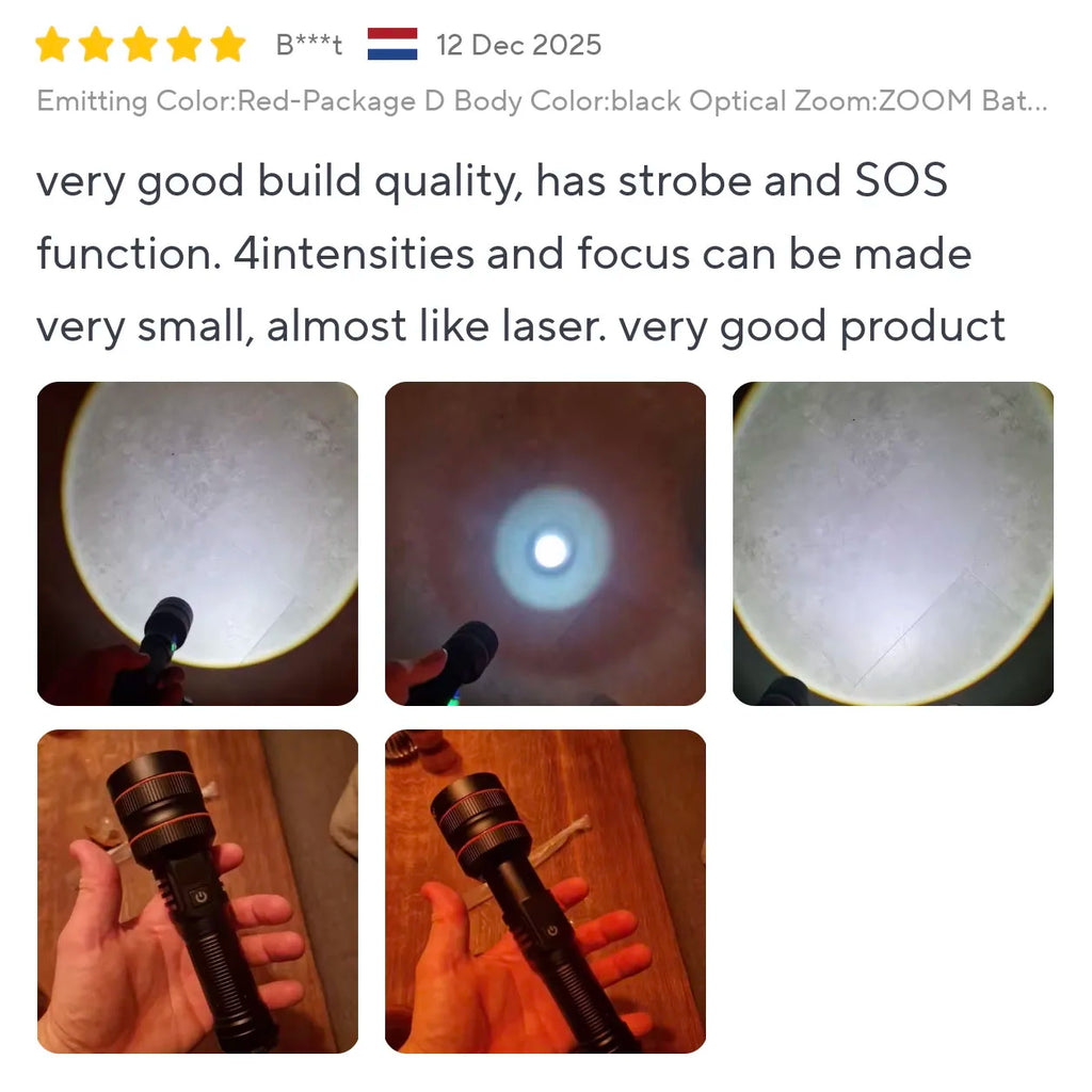 Most Powerful Long Shot LED Flashlight Zoomable Camping Torch Built-in 26650 Battery High Power Tactical Lantern for Outdoors