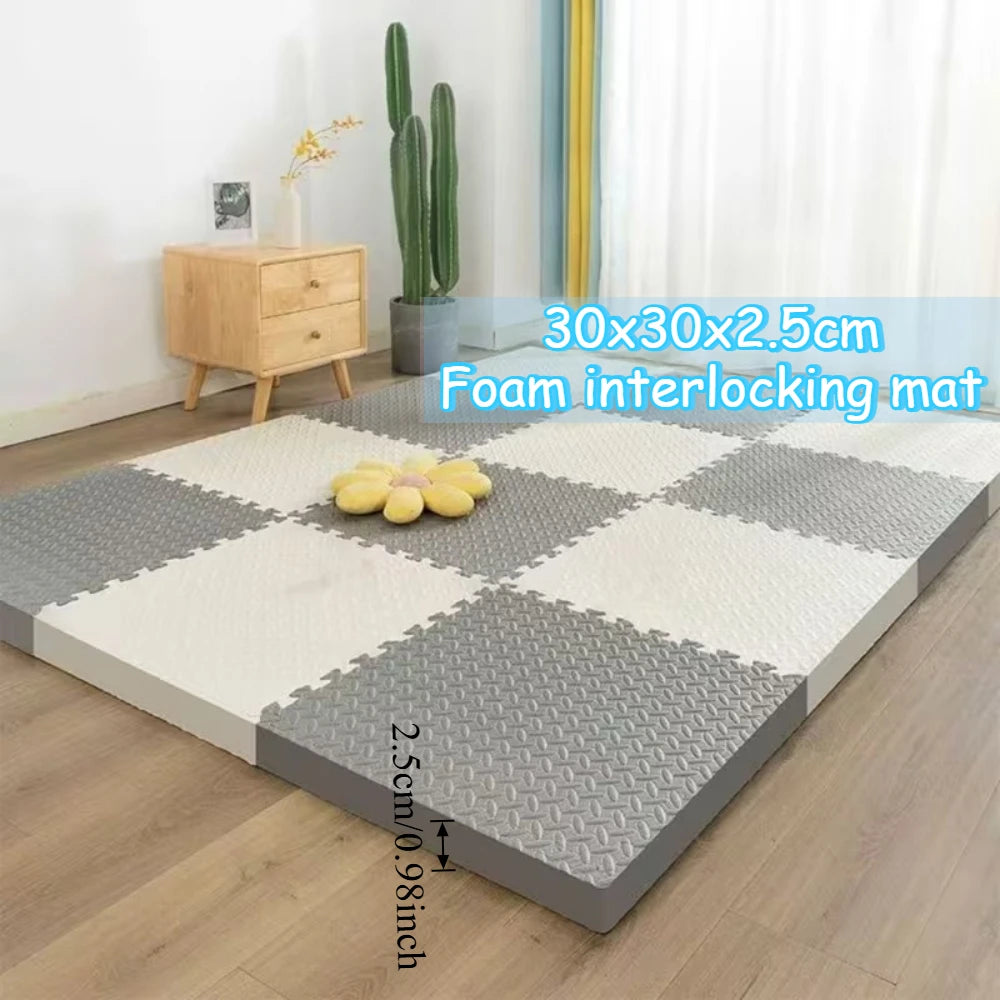 6Pcs 2.5cm Thickened Fitness Mat Non-slip Fall-proof Reusable Yoga Rug Helps Train for Play Home Gym Living Room Anti-Slip Mat