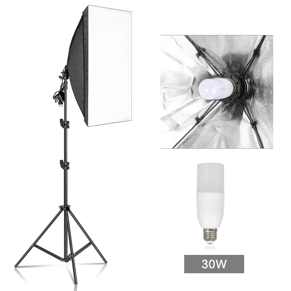 Photography Softbox Lighting Kits 50x70CM Professional Continuous Light System Soft Box For Photo Studio Equipment