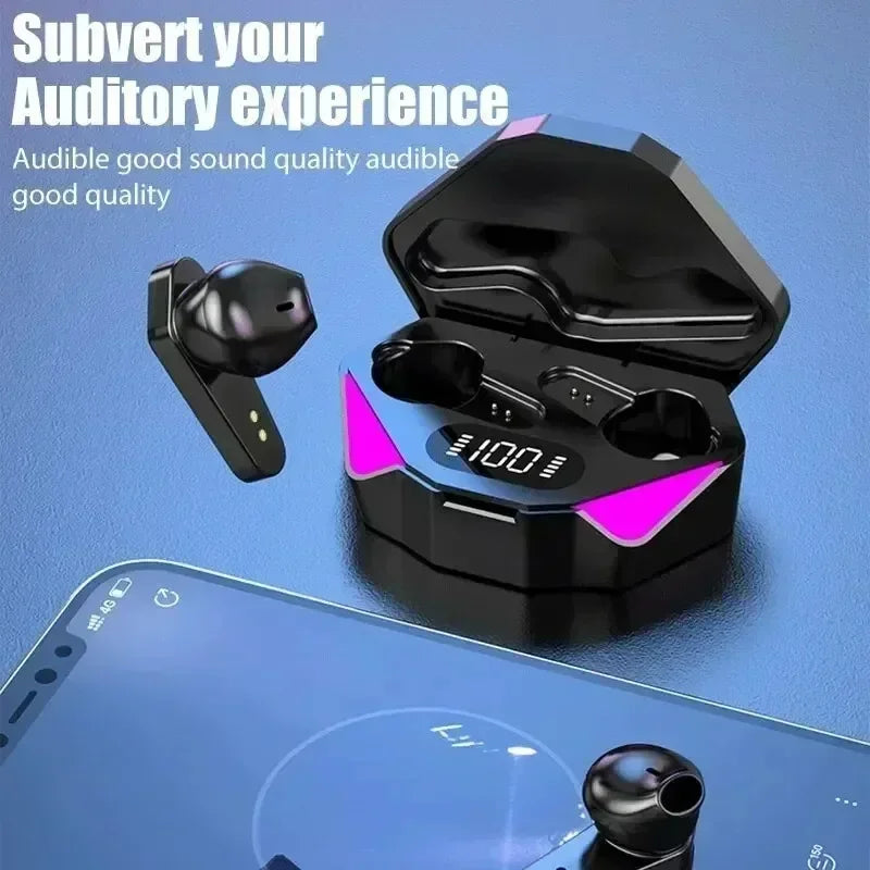 TWS Gaming Earbuds Wireless Bluetooth Earphones With Mic Bass Audio Sound Positioning 9D Stereo Music for all smartphones