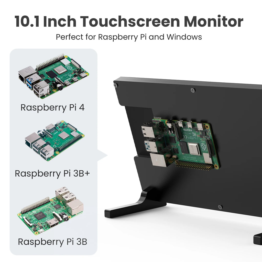 Miktver Small 10.1" Capacitive 10 Points Touch Monitor With Stand 1280x800P Raspberry Pi Display Plug&Play For Laptop Win 7/8/10