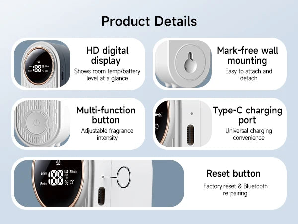 Quiet Ultrasonic Aroma Diffuser, Essential Oil Diffuser with Timer & APP Control, Small USB Diffuser for Home, Office, Bedroom