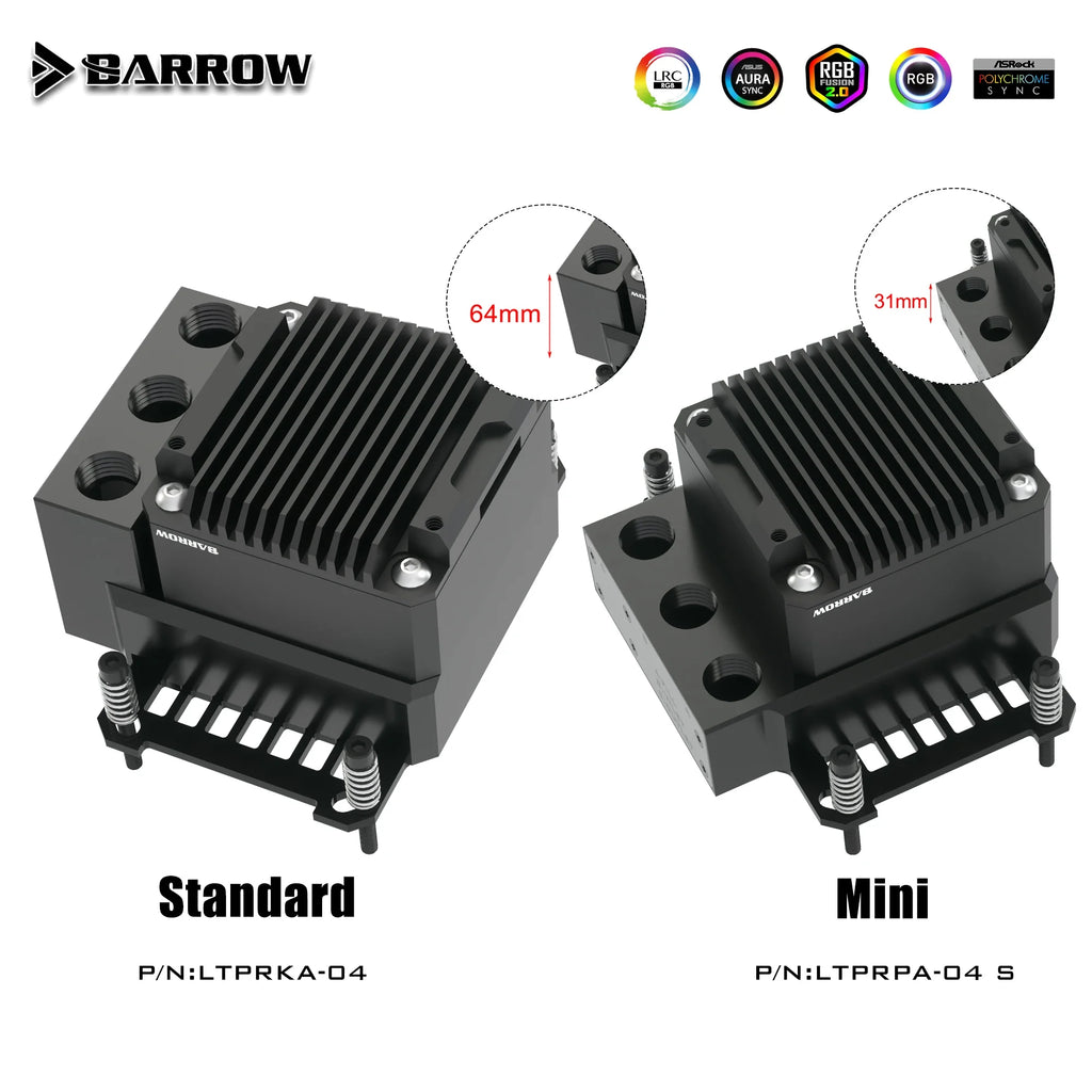 Barrow CPU Water Block with Integrated Pump Reservoir POM/Acrylic CPU Cooler for AMD AM3 AM4 AM5/INTEL 1700 1200 115X X99 Socke