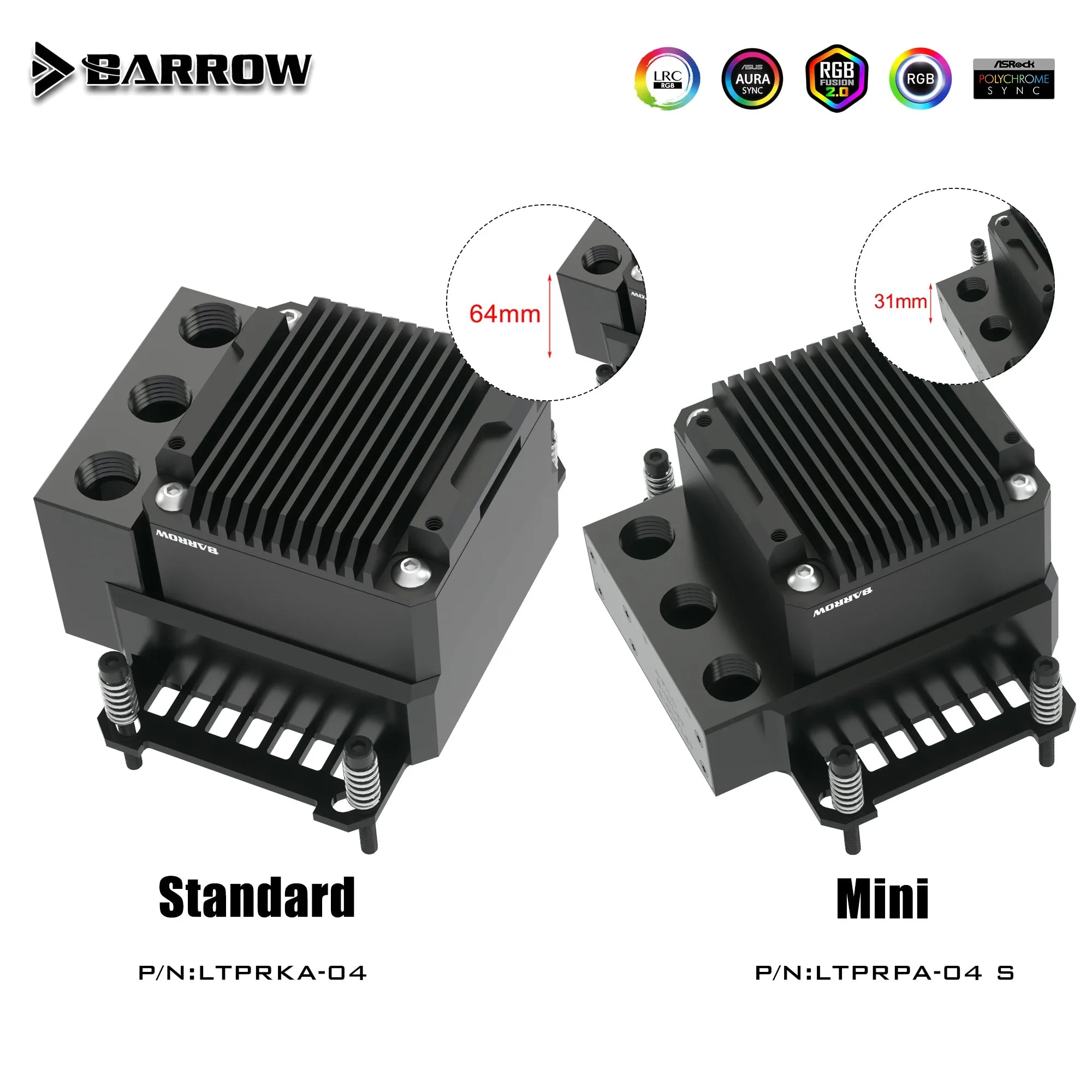 Barrow CPU Water Block with Integrated Pump Reservoir POM/Acrylic CPU Cooler for AMD AM3 AM4 AM5/INTEL 1700 1200 115X X99 Socke