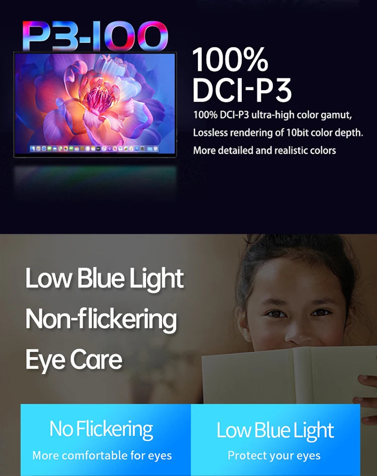 15.6inch 4K OLED Touch Screen Portable Monitor 500Nit USB-C HDMI-Compatible External 16:10 Gaming Display for Xbox Switch Laptop